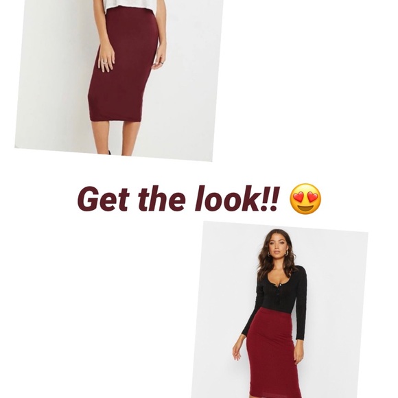 H&M Wine colored skirt with zipper back and slit. - Picture 10 of 11